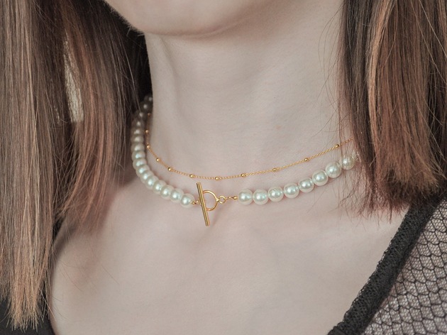Choker  Perła Majorka z ozdobnym zapięciem Flurry 