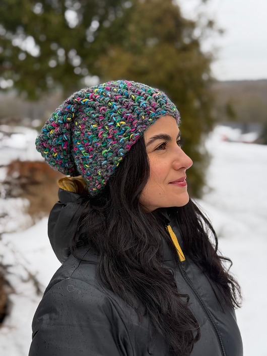 czapki damskie Kolorowa duża czapka beanie z wełną i alpaką