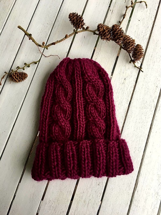 czapki damskie CZAPKA HANDMADE bordowa