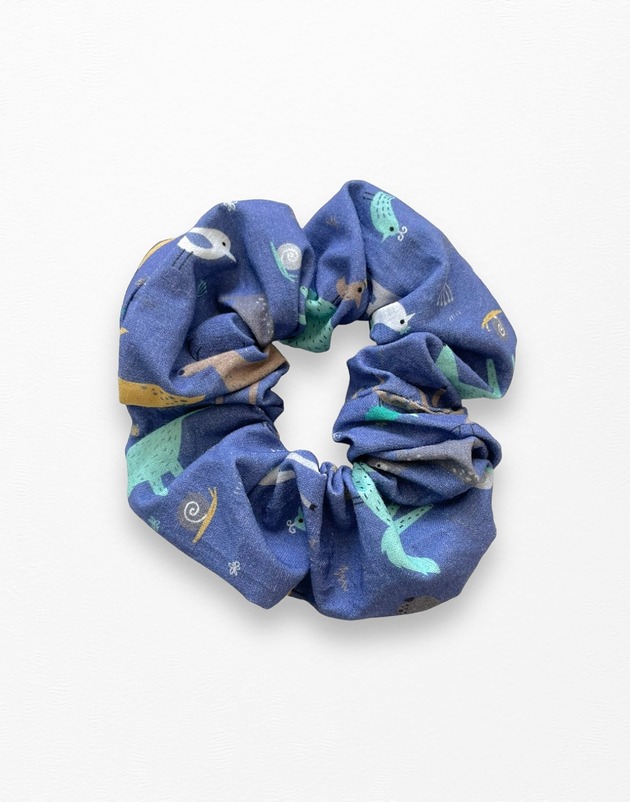 gumki do włosów Gumka frotka scrunchie zwierzątka niebieska