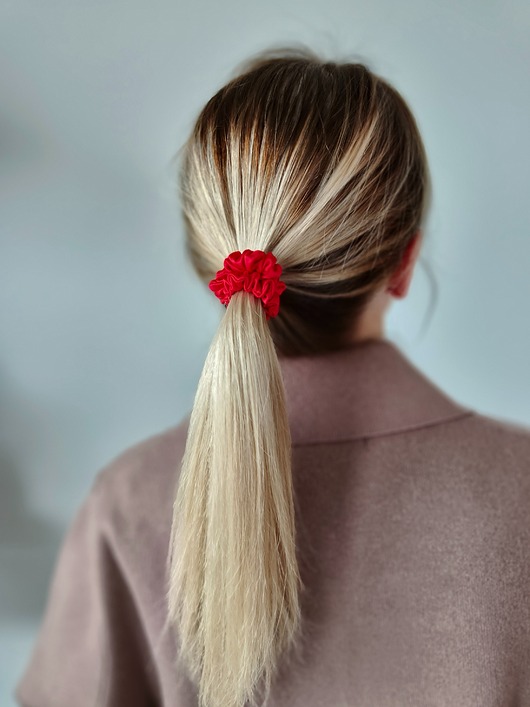 gumki do włosów Gumka jedwabna, scrunchie, frotka flame red MINI