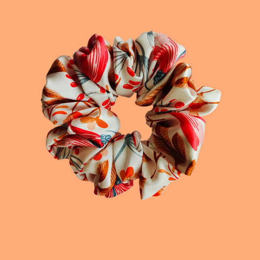 gumki do włosów Gumka jedwabna, scrunchie, frotka kwiatowa mgła MAXI
