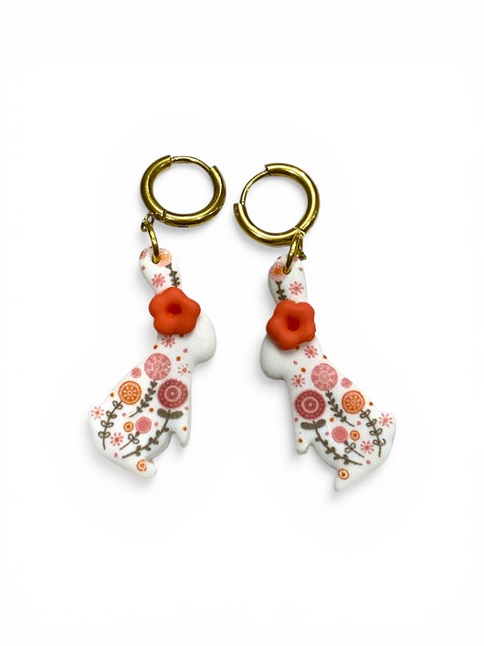 kolczyki z masy plastycznej Kolczyki wielkanocne zajączki z gliny polimerowej