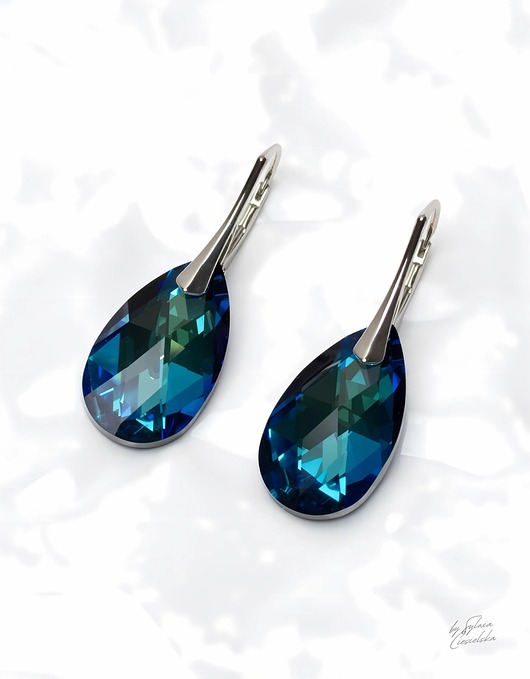 kolczyki srebrne Srebrne kolczyki z kryształem Swarovski Bermuda Blue