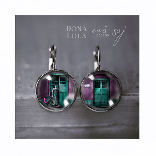 kolczyki szklane Dona Lola, dark silver