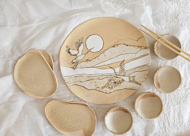 patery i talerze Zestaw do sushi dla 4 osób handmade