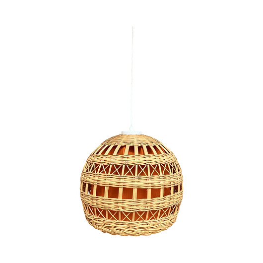 lampy wiszące Lampa sufitowa z wiklinowym kloszem, Polska lata 60.
