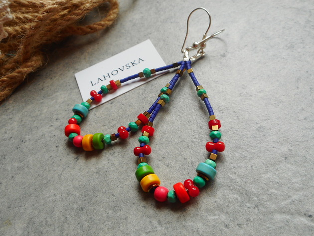Kolczyki kolorowe boho Lahovska