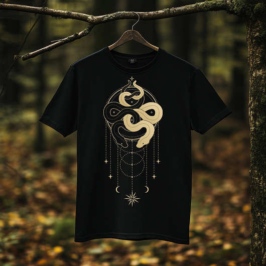 t-shirty męskie Koszulka - Alchemia Symboli, Taniec węży, Gwiezdny ornament #14