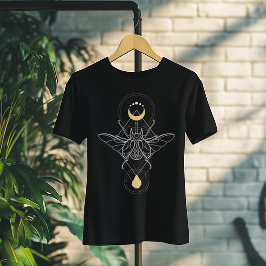 t-shirty męskie Koszulka męska - Święta geometria - Chrząszcz z gwiezdnym ornamentem