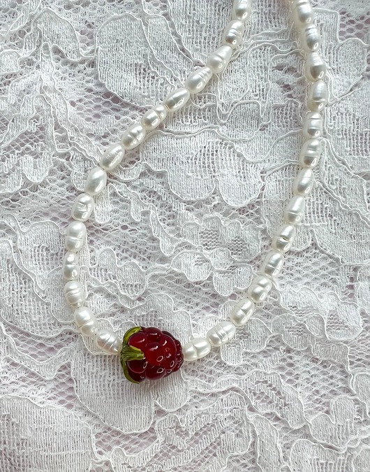 chokery Naszyjnik Malina i Perły