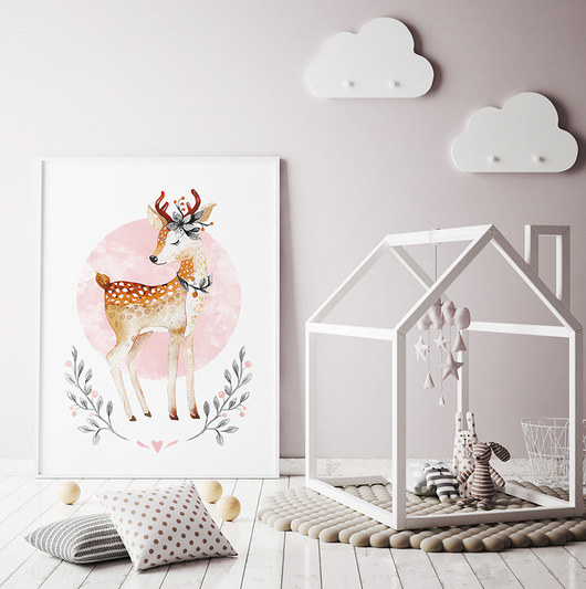 Plakat sarenka różowa 30x40 cm  dla dziewczynki HOG STUDIO