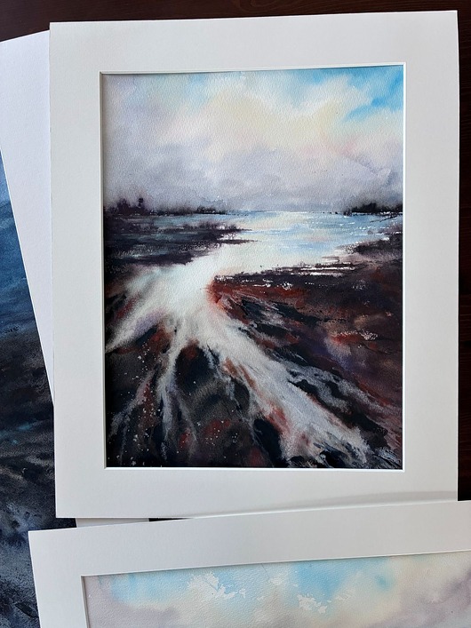 obrazy Obraz akwarelowy "Struktura I/2026" oprawiony w passe-partout 40x50 cm