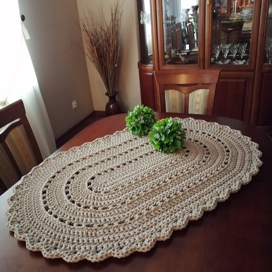 obrusy i serwetki Bieżnik owalny ze sznurka bawełnianego 70cmx140cm