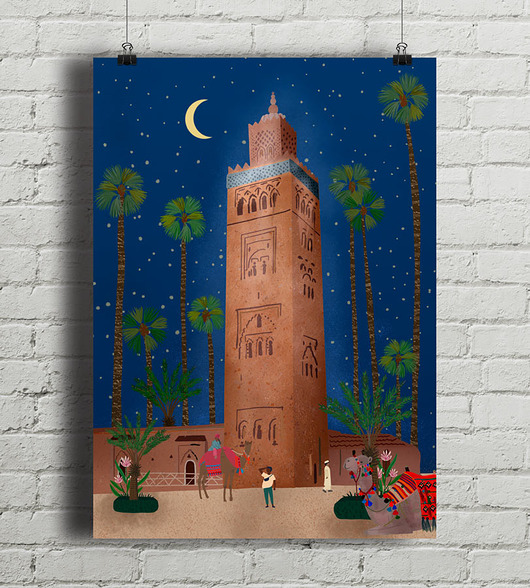 Maroko Marrakesz  - plakat fine art giclee minimalmill