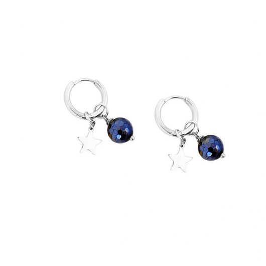 kolczyki - inne Pozłacane kolczyki z gwiazdką i granatowym Agatem Srebrna stal szlachetna 12mm