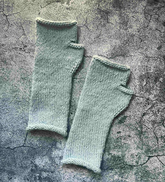 rękawiczki damskie Wiosenne mitenki z baby alpaki błękitne