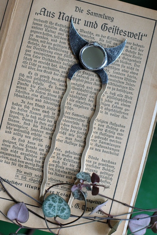 spinki i klamry do włosów Spinka do włosów KSIĘŻYC Z LUSTERKIEM