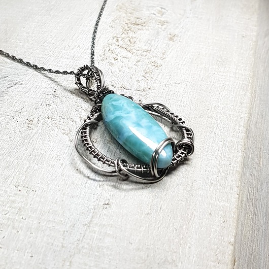 srebrne naszyjniki Larimar s195