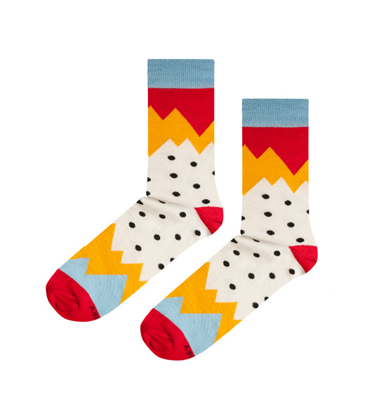 skarpetki damskie Skarpetki Cream Zigzag Dots