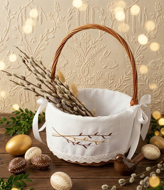 koszyki wielkanocne Serwetka do koszyka WIĄZANA duża BAZIE