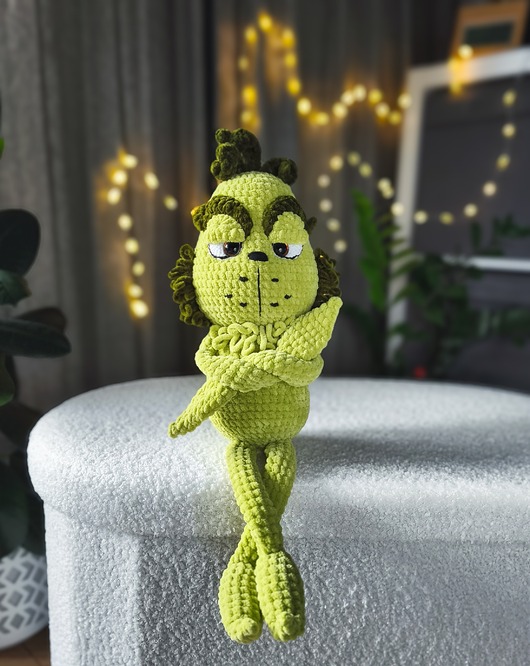 misie i maskotki Grinch na szydełku, Maskotka pluszowa, Prezent na Mikołaja