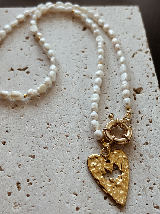 złote naszyjniki Naszyjnik z pereł naturalnych Serce