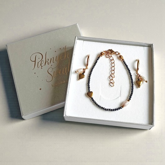 komplet biżuterii KOMPLET noc kairu i perła : delikatny, uroczy komplet na prezent