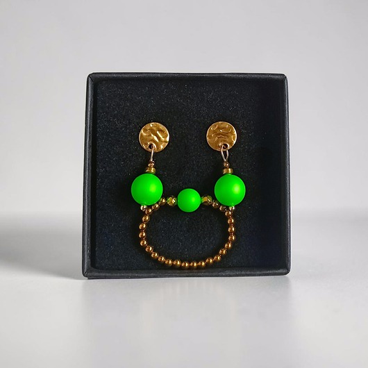 komplet biżuterii RAZEM TANIEJ! Swarovski neon pearls : neon green : kolczyki & pierścionek