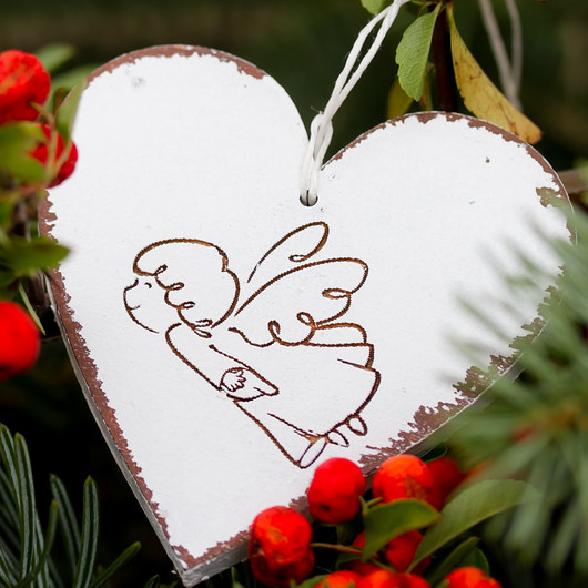 ozdoby choinkowe Zawieszka serce z aniołem