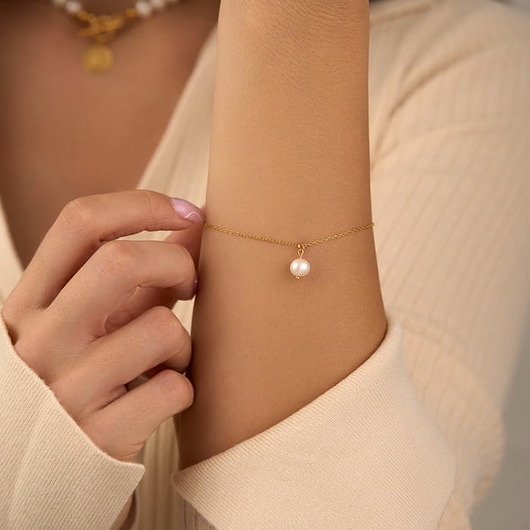 bransoletki złote Bransoletka naturalna perła srebro 925 pozłacane