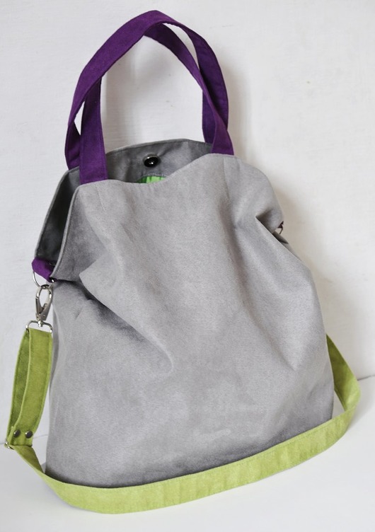 Torba hobo XXL- szary, limonka, fiolet PRACOWNIA 166