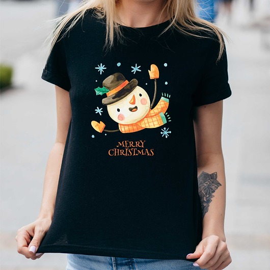 t-shirt damskie Koszulka damska organiczna Bałwanek