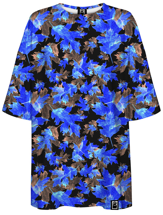 t-shirt damskie DR.CROW T-shirt Damski Oversize Blue Leaves