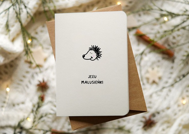 kartki okolicznościowe - wydruki Zabawna kartka świąteczna, Boże Narodzenie, Jeżu Malusieńki