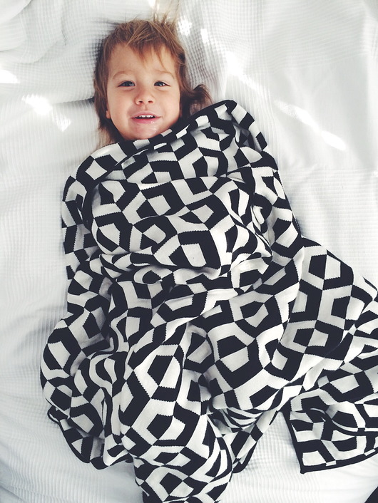 Duży kocyk dzianiowy Hexagon Little Sophie