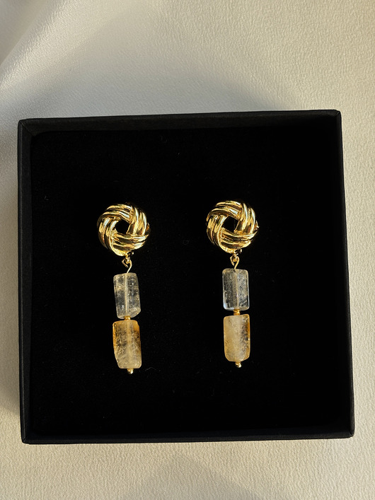 kolczyki z mosiądzu Kolczyki  z cytrynem