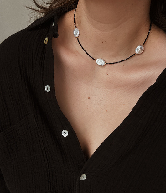 naszyjniki - inne Naszyjnik Onyks i Perły