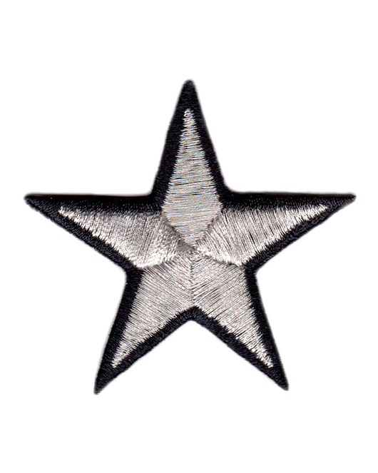 naszywki na ubrania Naszywka naprasowanka GWIAZDKA termo haft dla dzieci 6x5,6cm czarno-srebrna