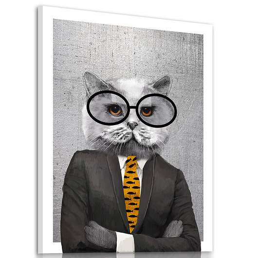 obrazy OBRAZ NA PŁÓTNIE - 60x80cm KOT W MARYNARCE