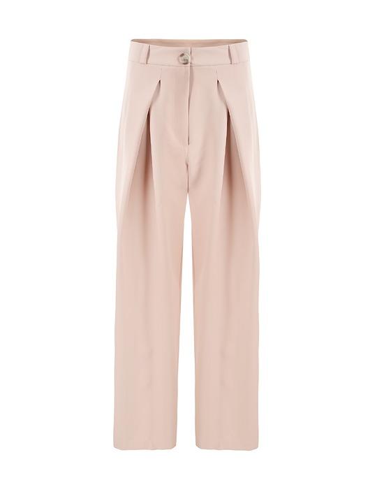 spodnie materiałowe damskie CS - Beżowe spodnie z szeroką nogawką BALTIC