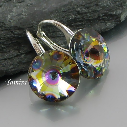 kryształ Swarovski Rivoli Peacock Eye 12mm - kolczyki yamira