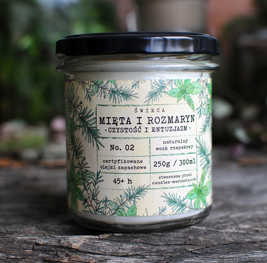 świeczniki i świece MIĘTA I ROZMARYN- świeżość i entuzjazm. duża