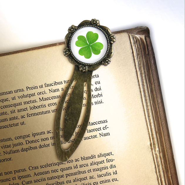 zakładki do książek Zakładka do książki - Koniczynka - klips, brąz