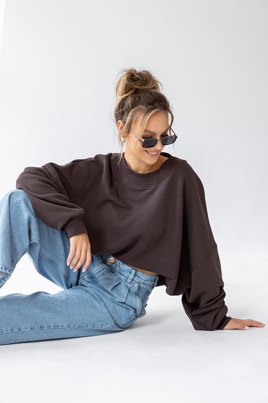 bluza bez kaptura damska Bluza Iconic Dark Chocolate