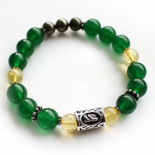 bransoletki z kamieni naturalnych Piryt jadeit cytryn runa fehu