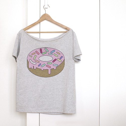 Donut Krótki szary Oversize ONE MUG A DAY