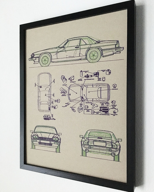 grafiki i ilustracje WYDRUK NA TEKTURZE 30X40 JAGUAR XJS pion
