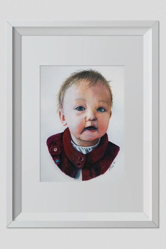 Portret kredki 30x21cm + rama Na zamówienie ŁUKASZ KROKOSZ ART