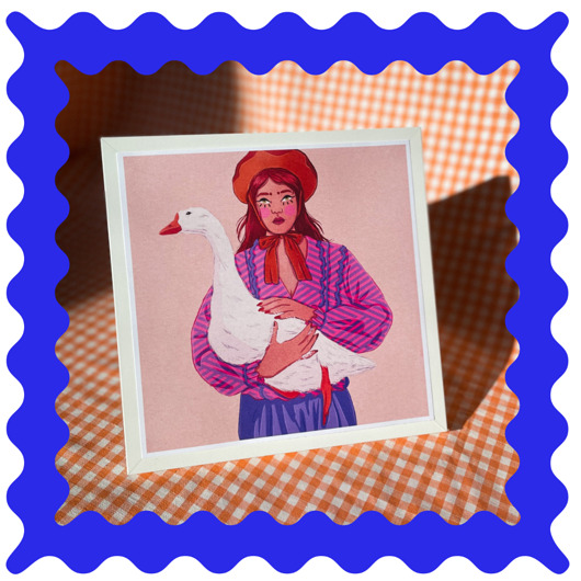 grafiki i ilustracje Girl & Goose // wydruk ilustracji